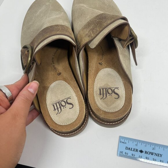Sofft Billie Oiled Mules Suede Leather Cashmere Tan Slip on Shoes Sz. 9 - Picture 9 of 9